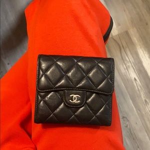 Chanel quilted black wallet